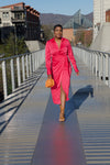 Wrap Satin Dress (Pink)