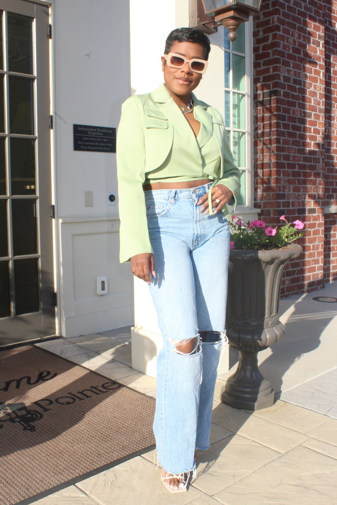 High Waisted Premium Crossover Jeans - Tasha Simone