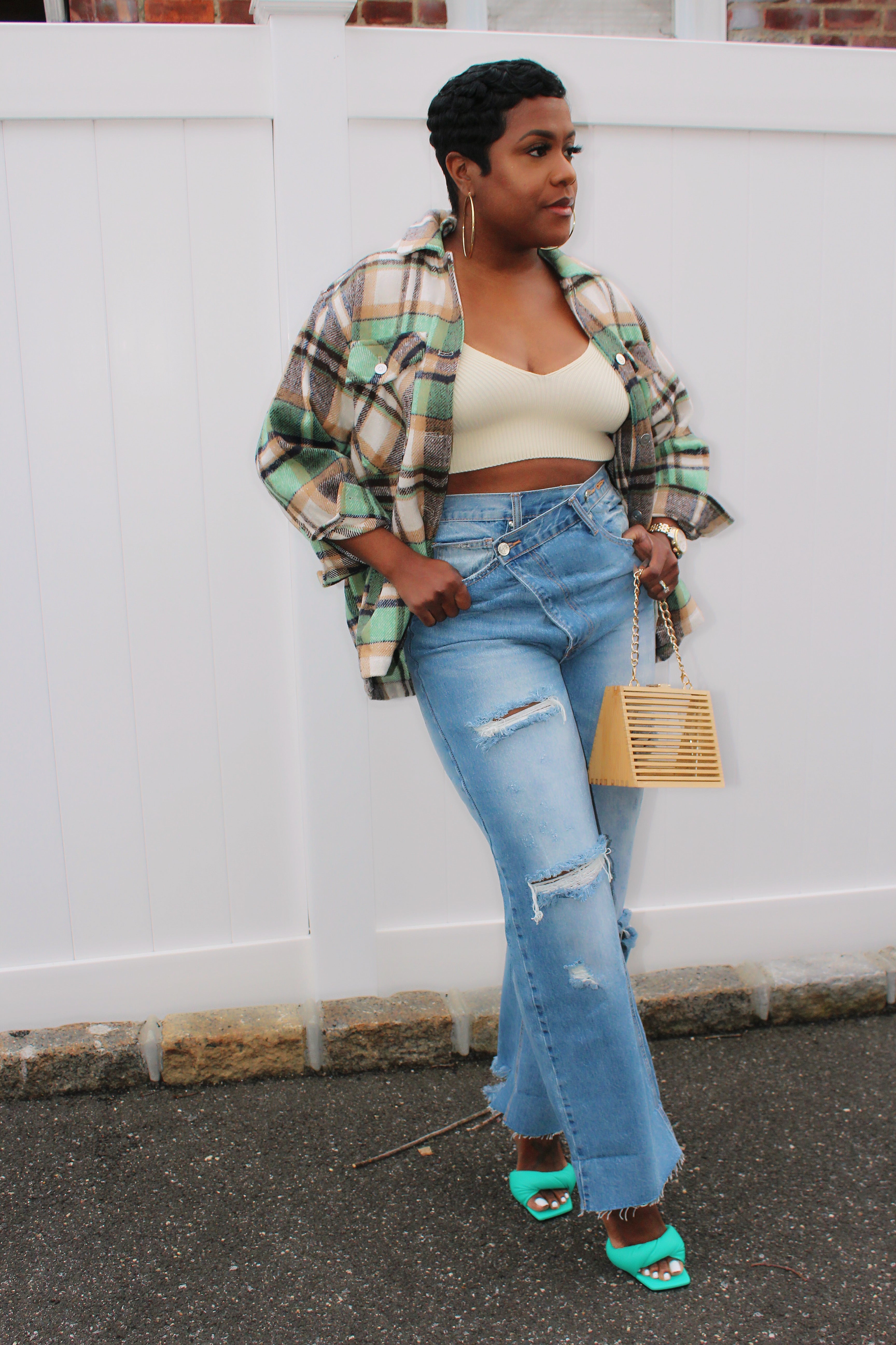 High Waisted Premium Crossover Jeans - Tasha Simone